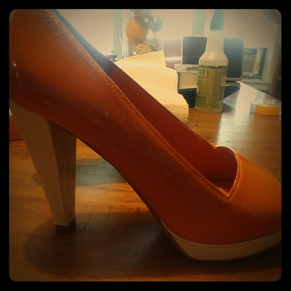 Orange Patent Leather Peep Toe